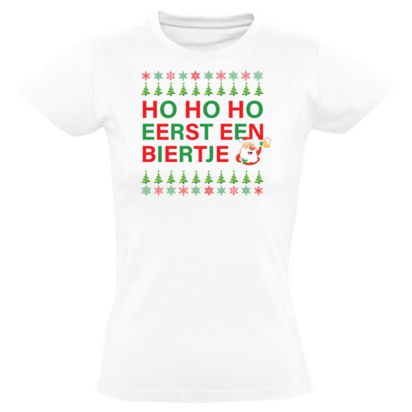 Ho ho ho eerst een biertje Dames T-shirt - Afbeelding 2