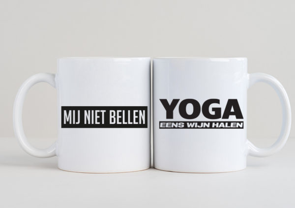 Mij niet bellen en yoga mokken