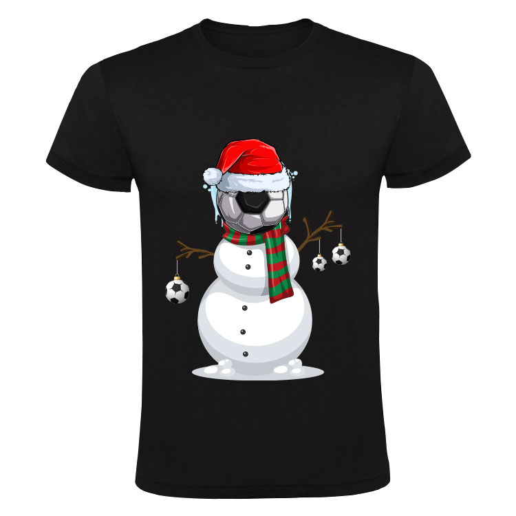 Kerst sneeuwpop met voetbal Heren T-shirt