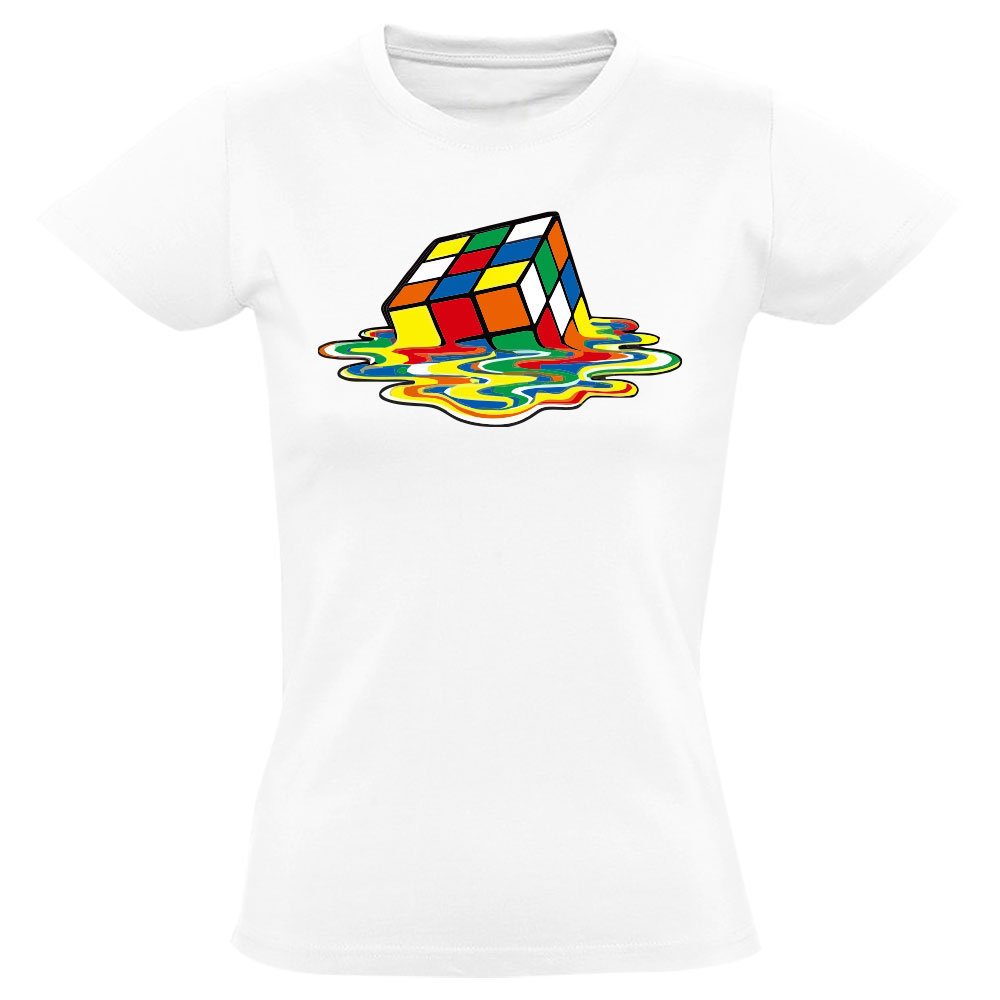 Gesmolten Rubiks Cube Dames T-shirt - Afbeelding 2