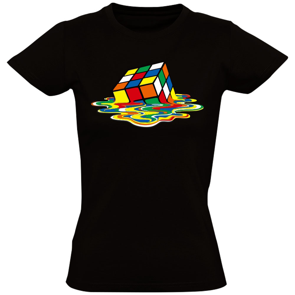 Gesmolten Rubiks Cube Dames T-shirt