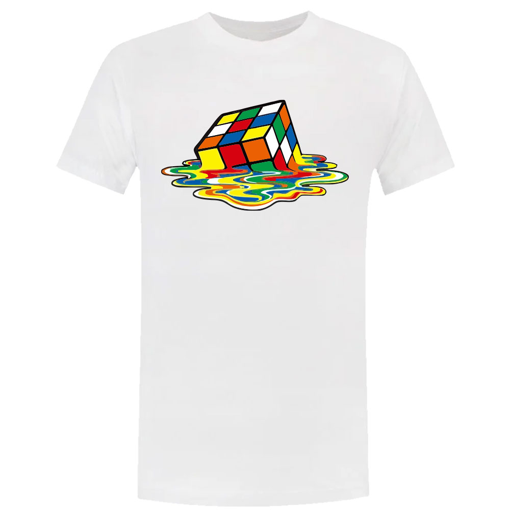 Gesmolten Rubiks Cube Heren T-shirt - Afbeelding 2
