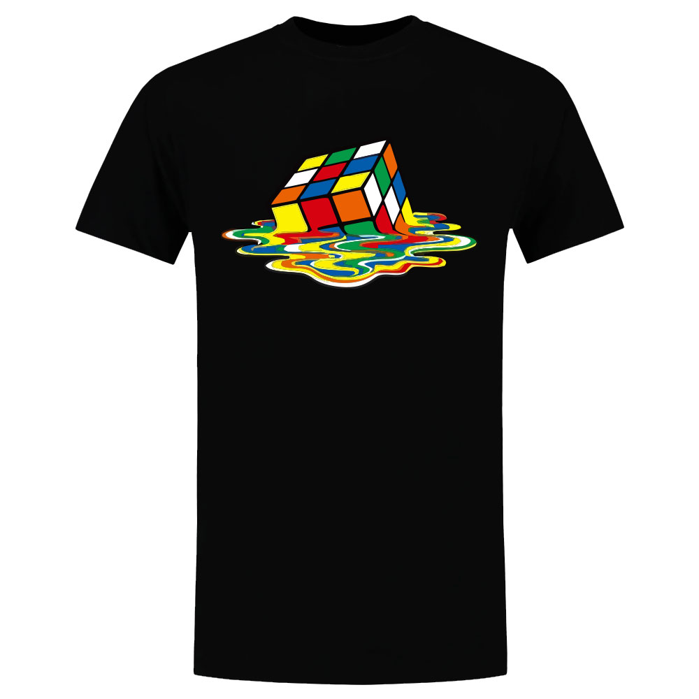 Gesmolten Rubiks Cube Heren T-shirt