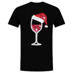 Wijnglas Met Kerstmuts T-shirt Heren